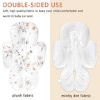 2 in 1 Infant Car Seat Insert, Car Seat Head Support Baby Girls Boys, Soft Newborn Carseat Insert Cushion, Perfect for Carseats, Strollers, Swings (White Flower)