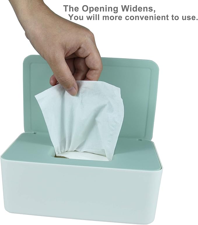 Diaper Wipes Dispenser, Tissue Storage Box Case, Wet Wipe Dispenser Holder with Lid for Home, Office, Cars (Green)