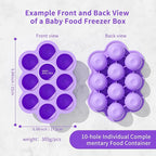 10 Cavities 2 OZ Portions Silicone Baby Food Freezer Tray with Lid,Ice Cube Trays & Molds,Baby Popsicle Mold,Egg Bite Molds,for Freezing and Baking Breast Milk,ice Cube,Egg Bites(Purple)