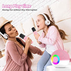 goopow Mini Karaoke Machine Speaker for Kids Adults, Portable Bluetooth Microphone Song Toys with LED Light, Best Chritmas Birthday Festival Gift for 3 4 5 6 7 8+ Year Old Girls Boys (Pink-2Mic)