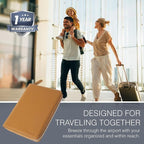 Full Grain Leather Family Passport Holder for 2-4 Passports - RFID Passport Holder and Travel Document Organizer - Large Leather Travel Wallet for Couples and Families - Camel