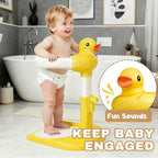 Baby Shower Stand Adjustable Toddler Shower Standing Support with Anti-Slip Base Infants Bath Support for 8-36 Months Portable Bath Helper (Duck)