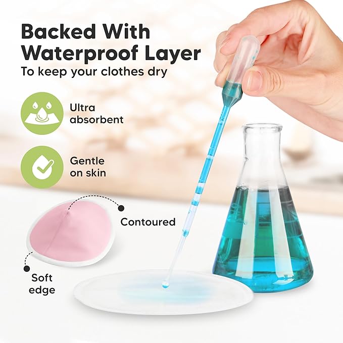 Organic Nursing Pads - 14 Washable Viscose Derived from Bamboo Breastfeeding Pads, Wash Bag, Reusable Breast Pads for Breastfeeding, Nipple Pads for Breastfeeding Essentials(Pastel Touch, L 4.8")