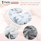 LAT Nursing Pillow for Breastfeeding with Removable Minky Cover,Ergonomic Breast Feeding Pillows for Mom and Baby,Machine Washable(Gray+Elephant)