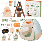 Kids Camping Set – an Indoor/Outdoor Pretend Play Adventure kit Featuring a Tent, Oil lamp, Stove, and More. Perfect for Ages 3+