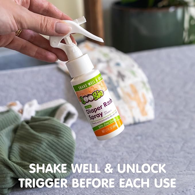 Diaper Rash Cream Spray by Boogie Bottoms, Travel Friendly No-Rub Touch Free Application for Sensitive Skin, from The Maker of Boogie Wipes