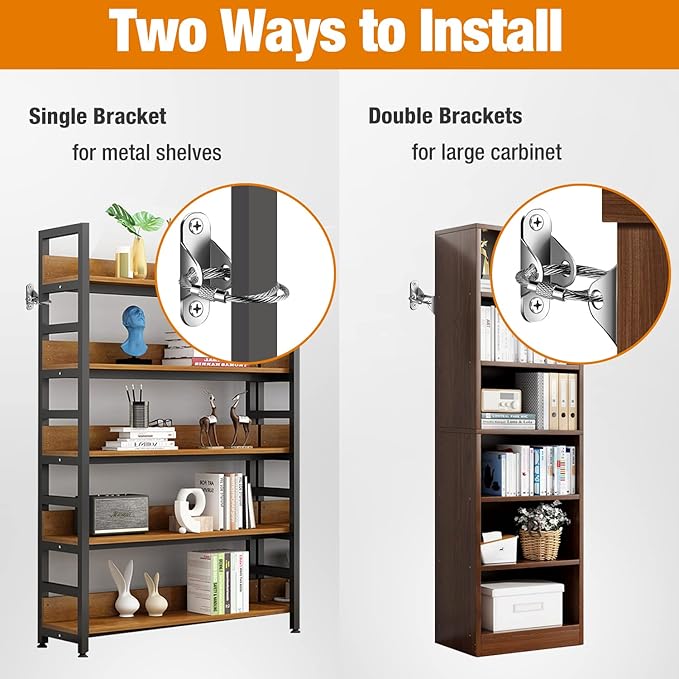 Furniture Anchors (10 Packs) Anti Tip Furniture Anchors for Baby Proofing, Furniture Wall Anchor Earthquake Straps for Furniture Dresser Wall Safety Anchor Furniture Fasteners to Wall, Silver