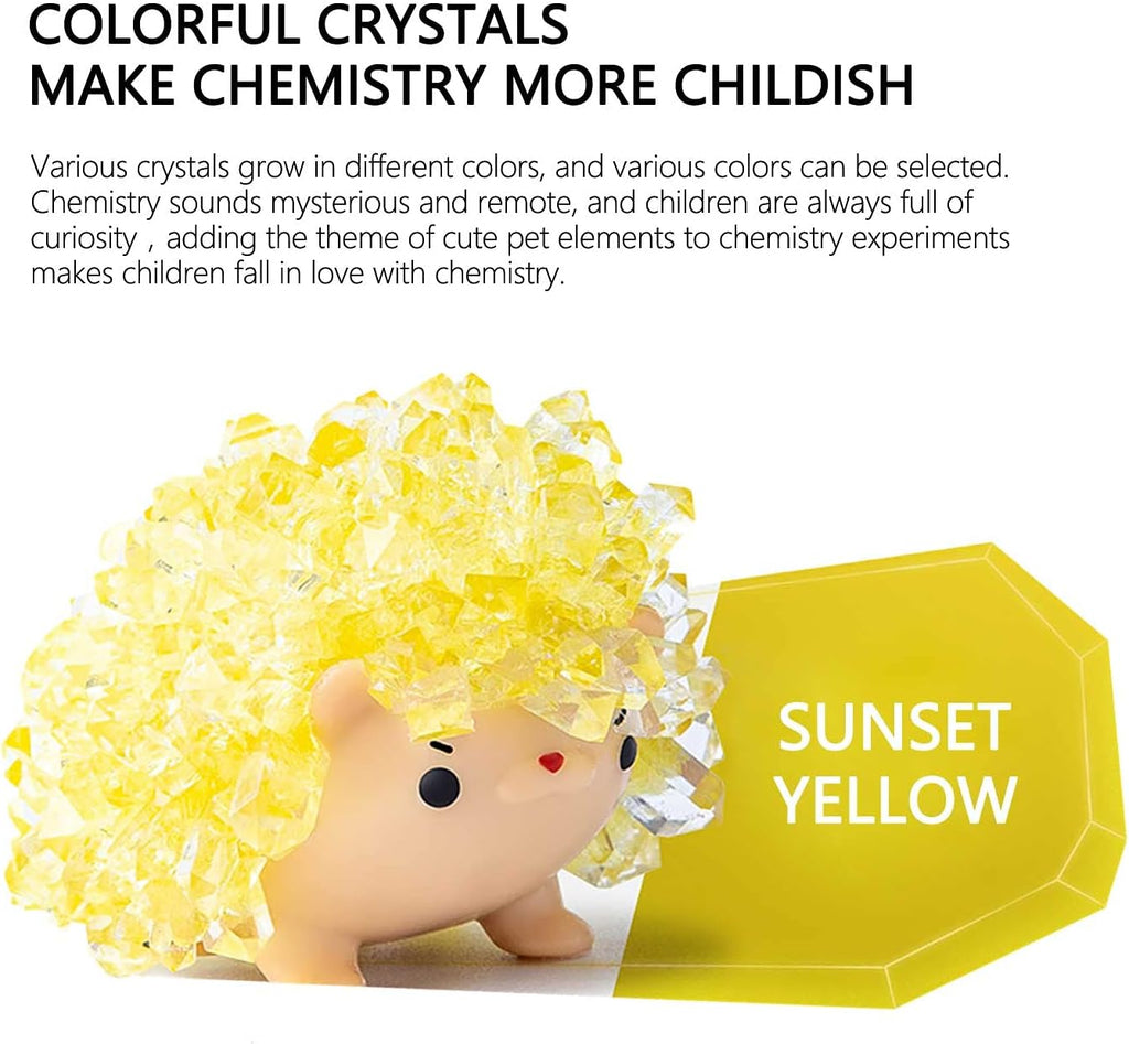 Crystal Growing Toys for Kids - Vibrant Colorful Crystal Hedgehog to Grow,Science Experiments Learning and Education for Kids STEM Gifts for Boys & Girls 8 Years + (Sunset Yellow)
