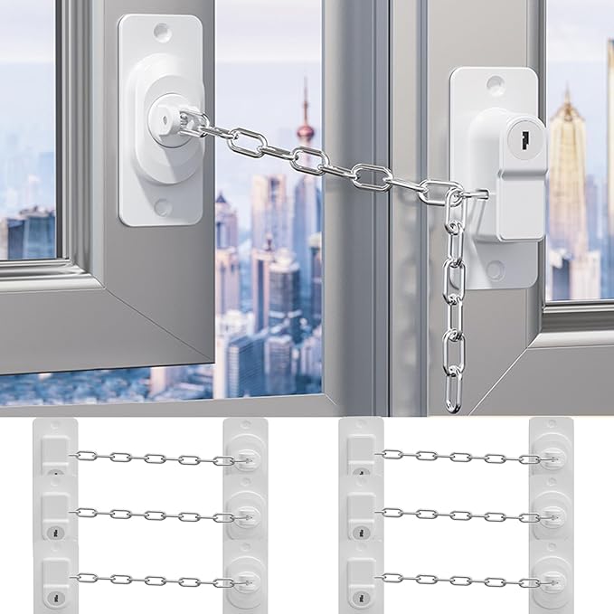 CMINGJ (6 Pack) Child Safety Locks, Adjustable Refrigerator Lock with Keys, for Fridge, Door, Drawers, Toilet and Child Safety Cabinet Lock, door lock, window lock for Kids and Toddlers (White)