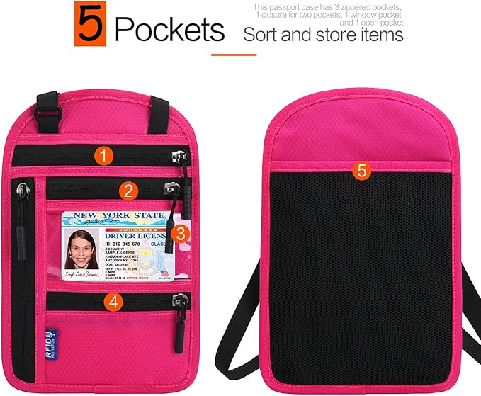 Neck Wallet Lightweight RFID Blocking Waterproof Travel Pouch for Women Men