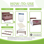 Full-Size Conversion Kit Bed Rails Compatible with Delta Children Convertible Cribs - Solid Wood Rail #0050 - Toddler & Adult Bed Rail for Full-Size Beds - Baby Furniture (Black Cherry Espresso-607)