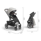 UPPAbaby Cruz V3 Stroller - from Birth + Car Seat Compatible - Full-Size, Reversible Seat - Infant Insert, Bug and Rain Shields Included - Savannah (Pearl Gray Jacquard/Carbon Frame/Chestnut Leather)