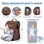 PILLANI Baby Diaper Bag Backpack - Large Bag for Boys & Girls, Waterproof Diaper Backpack - Travel Diaper Bags w/Changing Pad, Baby Registry Search & Shower Gifts - Essentials Must Haves Newborn Stuff