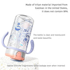 Evorie Tritan Spill Proof Toddler Straw Sippy Cup, 10 oz for Baby and Toddlers 1-3 Years Old, No Spill Straw Water Bottle with Removable Handles, Ideal for School, BPA-Free, Travel in Space