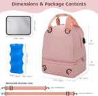 Pump Bag, Breast Pump Carrying Bags with Ice Pack & Waterproof Mat, Breast Pump Bag Compatible with Spectra S1 S2, Pumping Bags Milk Bottle Cooler for Work Travel Camping, Pink