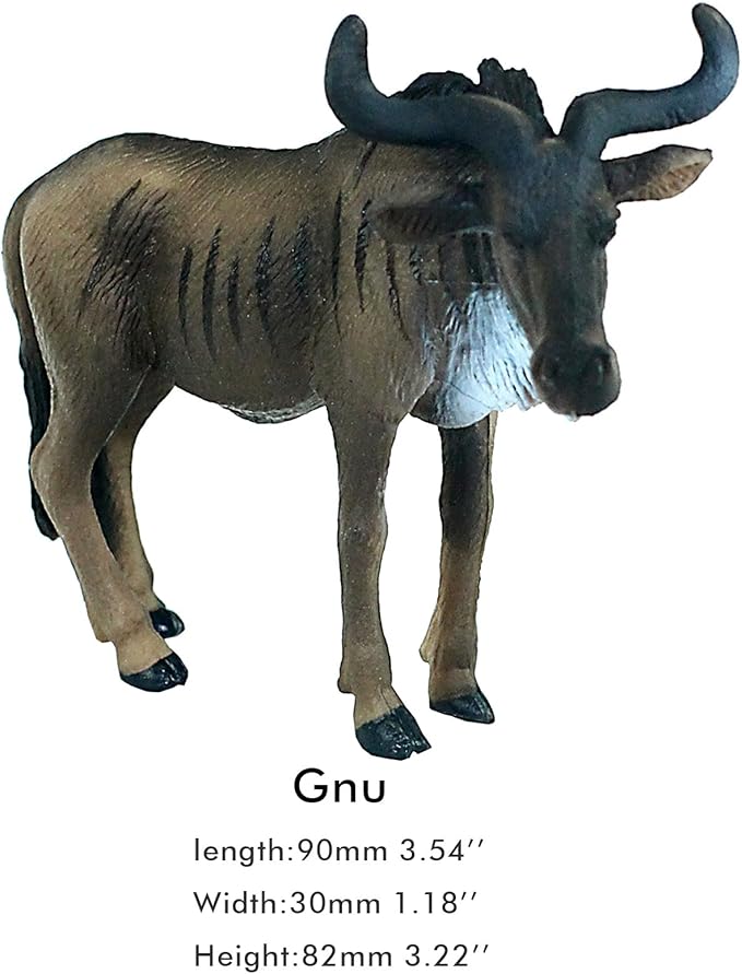 FUNSHOWCASE African Jungle Animals Toy Wildebeest Figure Realistic Plastic Figurine Playset Lot 2-Piece