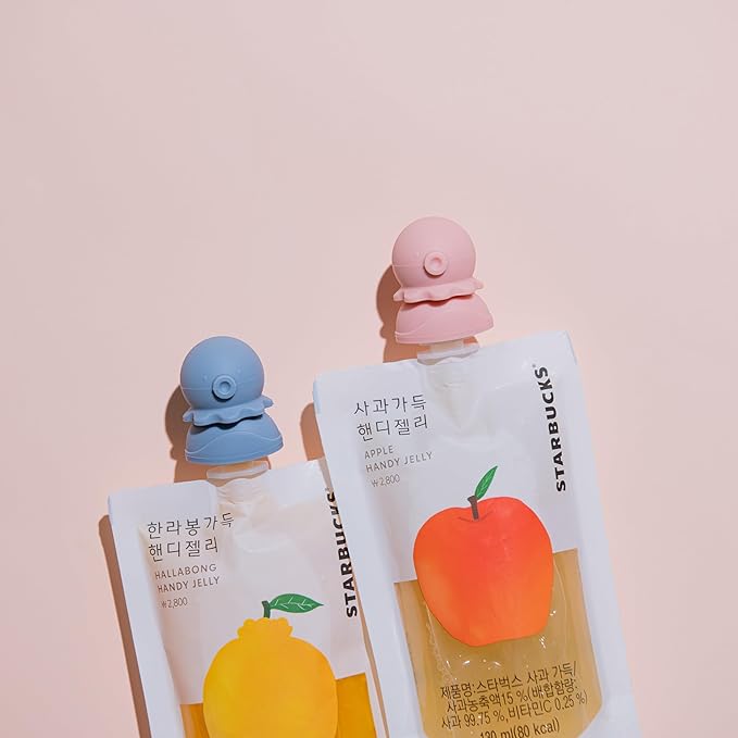 Octopus | Blue, Red | SoftSip Food Pouch Toppper | 2EA + Travel Case | Prevent Spills & Leakage | Protect Child Baby Toddler Mouth | Food Grade Silicone Reusable | Baby Led Weaning | BPA Free