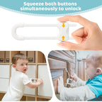 Baby Proofing Cabinets, Sliding Cabinet Locks for Babies, Adjustable U Shaped Baby Safety Locks, Childproof Cabinet Latch for Kitchen, Bathroom, Drawer, Cupboard Doors Knobs & Handles (6 Pack White)