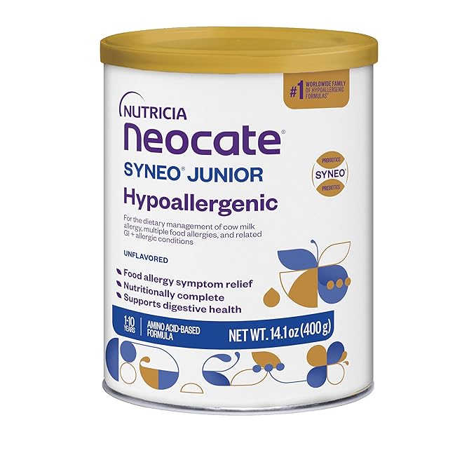 Nutricia Neocate Syneo Junior - Hypoallergenic, Dairy-free, Amino Acid-Based Formula for 1+ Years - For Toddlers, Kids & Teens - Powdered Formula - Syneo Junior - 14.1 oz can (Case of 1)