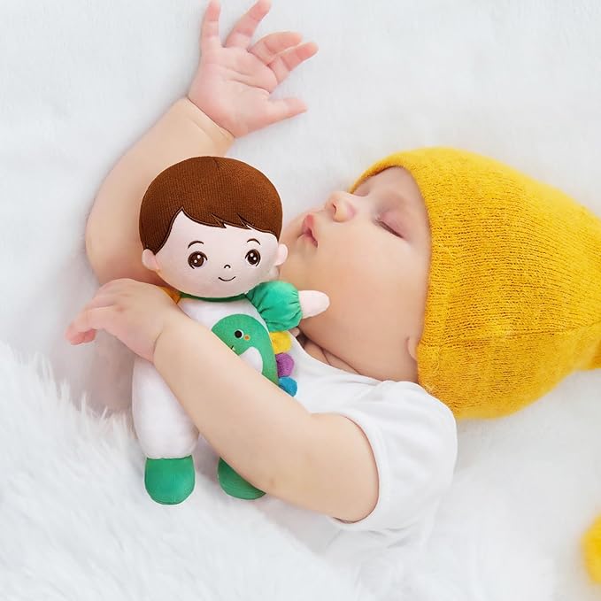 OUOZZZ 10" Soft Boy Baby Doll for 1 Year Old Boys - Dinosaur Toys for 1 Year Old Birthday Christmas Plush Gift for Toddler Adorable First Buddy Doll