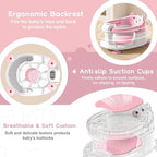 Baby Bath Seat for Babies 6 Months & Up, Toddler Bath Seats for Babies Sitting Up, Non-Slip Infant Bath Tub Chair with 4 Suction Cups & Soft Cushion for Shower, Compact Toddler Bathtub Seat, Pink