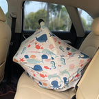 Carseat Cover Boy and Girls - Multi-use Nursing Car Seat Canopy Cover for Breastfeeding, Infant Stroller Cover, High Chair Cover (Cute Fish)