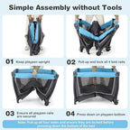 BABY JOY 5 in 1 Pack and Play, Portable Nursery Center Baby Playard w/Bassinet & Diaper Changing Table, Infant Bassinet Activity Center with Toys, Music, Oxford Bag for Toddlers (Royal Blue, Classic)