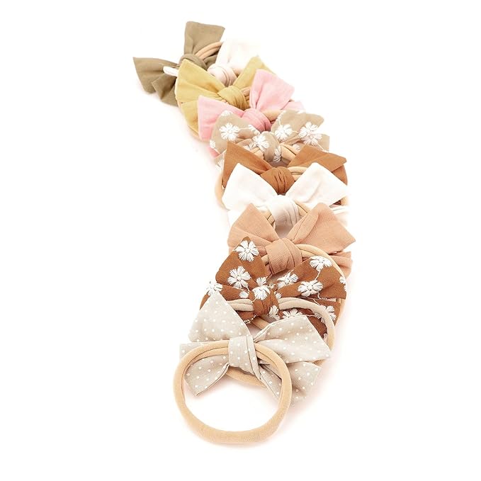 Baby Girl Headbands with Bows Soft Nylon Newborn Toddler Hairbands Handmade Baby Hair Accessories for Infant Girls Kids
