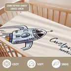 Personalized Baby Crib Bedding Set – Rocket Launch Theme Nursery Bedding Sets 3 Piece with Custom Name Blanket, Fitted Crib Sheet & Changing Pad Cover – Ideal Newborn Gift for Boys