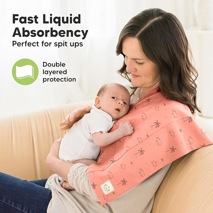 Organic Burp Cloths Baby Boy, Girl - 6-Pack Large Cotton Burping Cloths for Babies, Spit Up Rags, Super Absorbent, Ultra Soft Newborn Rag, Gender Neutral, Machine Washable, Durable (Wildscape)