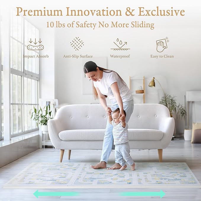 PopsyKosy Premium Baby Foam Play Mats -Stylish Floor & Exercise Puzzle Mat for Toddlers & Kids- 6 Soft, Non-Toxic, Odorless, Peel-resistant Foam Tiles -6ft x 4ft -1"inch Extra-Thick, Pastel Blue Gray