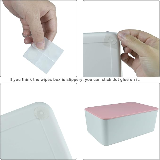 Diaper Wipes Dispenser, Tissue Storage Box Case, Wet Wipe Dispenser Holder with Lid for Home, Office, Cars (Pink)