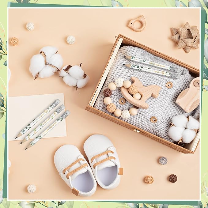 Tinlade 60 Pcs Sage Green Baby Shower Golf Pencils with Erasers Small Kids Sharpened Mini Pencils for School in Bloom Baby Shower Supplies