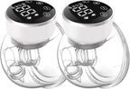Wearable Breast Pump Hands Free of Longer Battery Life & LED Display, Portable Electric Breast Pump with 3 Modes & 9 Levels & Low Noise, 24 mm Flange, 2 Pcs White