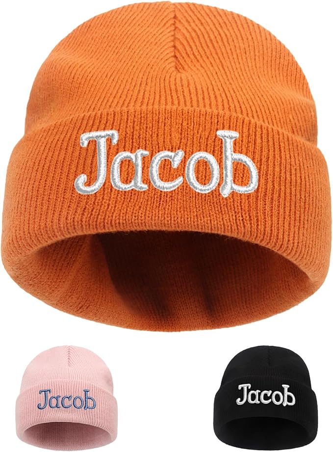 Custom Beanie Hats for Baby Girls Boys - Personalized Embroidered Beanies with Name for Infants Toddlers Adults