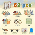 3D Magnetic Tiles, STEM Learning and Encourage Imaginative Play Magnetic Blocks, Preschool Puzzle Toys with Dinosaur, Gift for Boys and Girls 3 4 5 6 7 8 Years+