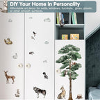 Large Woodland Animal Creature Wall Decals Peel and Stick Vinyl 52in Forest Pine Tree Animal Wall Decals Watercolor Jungle Safari Animal Wall Stickers Decor for Nursery Kids Room Toddler Baby Bedroom