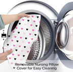 Nursing Pillow, Breast Feeding Pillows for Mom, Rose Red Hearts Soft Cover with Breathable Filling, Feeding Support Pillow for 0-12 Months, Multifunctional Support Cushion for Travel (Sweet Hearts)