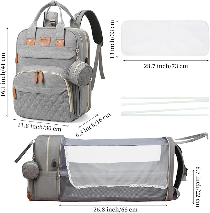 Baby Diaper Bag Backpack, Large Baby Diaper Bags for Boys Girls, Baby Bag with USB Charging Port, Multifunction Waterproof Travel Bag for Moms Dads