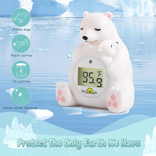 Baby Bath Thermometer for Infants,Cute Polar Bear Digital Bath Thermometer for Baby,Room&Water Temperature Toy