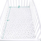 Waterproof Crib Mattress Protector 2 Pack, 100% Organic Cotton Crib Mattress Sheet, Fitted Crib Sheet, Ultra Soft & Breathable Toddler Bed Sheets for Boys and Girls, White & Grey Star Print