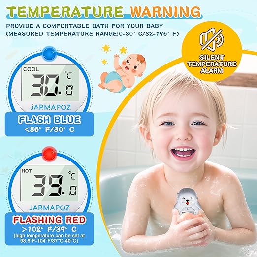 Baby Bath Thermometer Duck – Color-Changing Infant Bathtub Thermometer with Auto Temperature Alert, Waterproof Floating Toy for Newborns & Toddlers