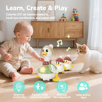 Hestiasko Dancing Duck Toy for Babies 6-36 Months, Musical Crawling & Tummy Time Toy Set with Magnetic, Learning Crawl Interactive Baby Toys for Toddlers 1-3 Birthday Easter Gifts for Boys Girls