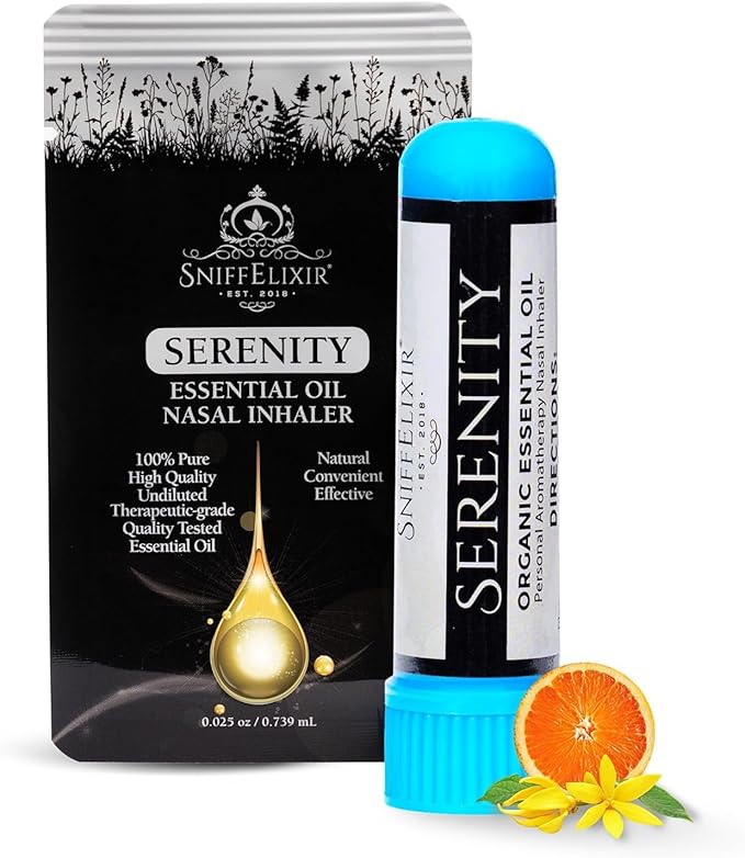 Serenity Nasal Inhaler Stick, Aromatherapy Oils for Calm, Stress Relief, & Mood with Ylang Ylang & Mandarin Essential Oil