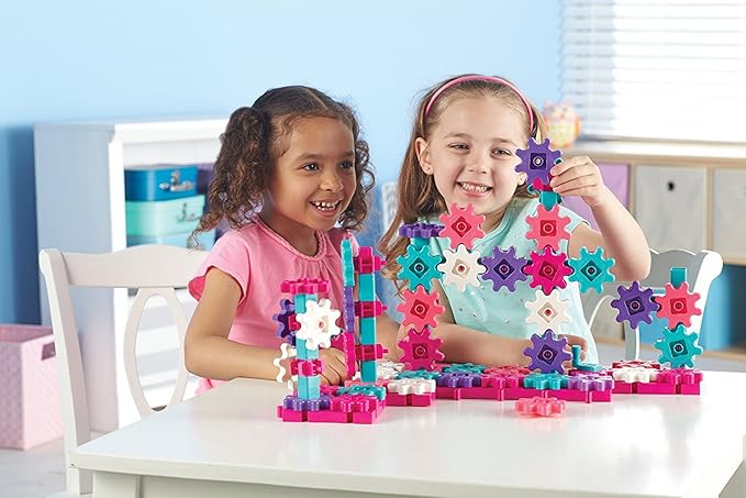 Learning Resources Gears! Gears! Gears! Deluxe Building Set Pink - 100 Pieces, Ages 3+ STEM Toys, Gears for Kids, Preschool Building Sets
