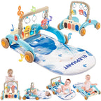 Baby Play Gym Walker Kick and Play Piano Gym for Boys Girls Play Mat Musical Tummy Time Mat Infant Christmas Newborn Gifts Toddlers (Elephant Upgraded)
