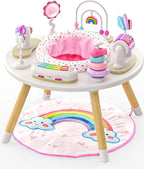 Move2Play 4-in-1 Baby Activity Center | Montessori-Inspired Design | 8 Interactive Toys | Tummy Time, Exersaucer & Toddler Table | Shower Gift | Essential | Must Have for 3, 6, 12 Month Old (Rainbow)