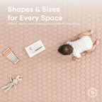 Comfy Cubs Square Kids Play Mat - 56 x 56 inches Soft Quilted Baby Floor Mat with Non-Slip Bottom - Plush Design for Toddlers' Playtime and Relaxation - Comfortable and Durable - Blush