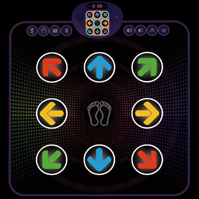 SUNLIN Light Up Dance Mat for Boys Girls Ages 3 4 5 6 7 8, Fun Toy Gift w/ 9 Light Up Keys & Bluetooth, Interactive Music Pad w/ 4 Game Modes & Adjustable Volume, Birthday Gift for Kids 3-12