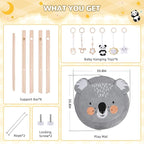 Baby Play Gym with Mat – Wooden Montessori Gym for Newborns 0-12M,Natural Pine Wood with 6 Sensory Toys,Foldable & Portable (Koala)